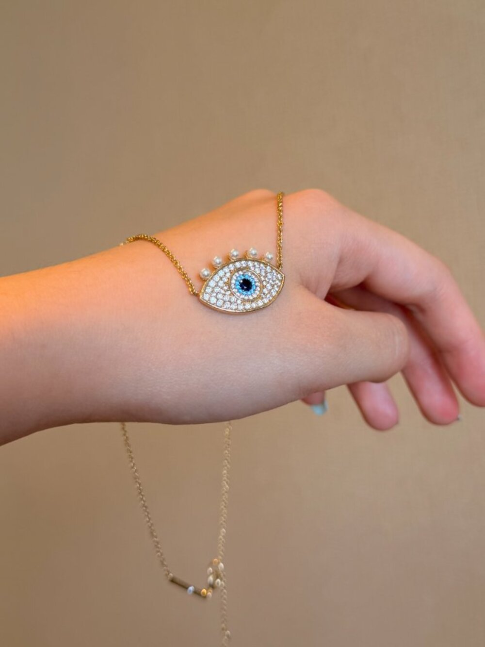 Alicia Bonnie Sophia Evil Eye Gold necklace NWT